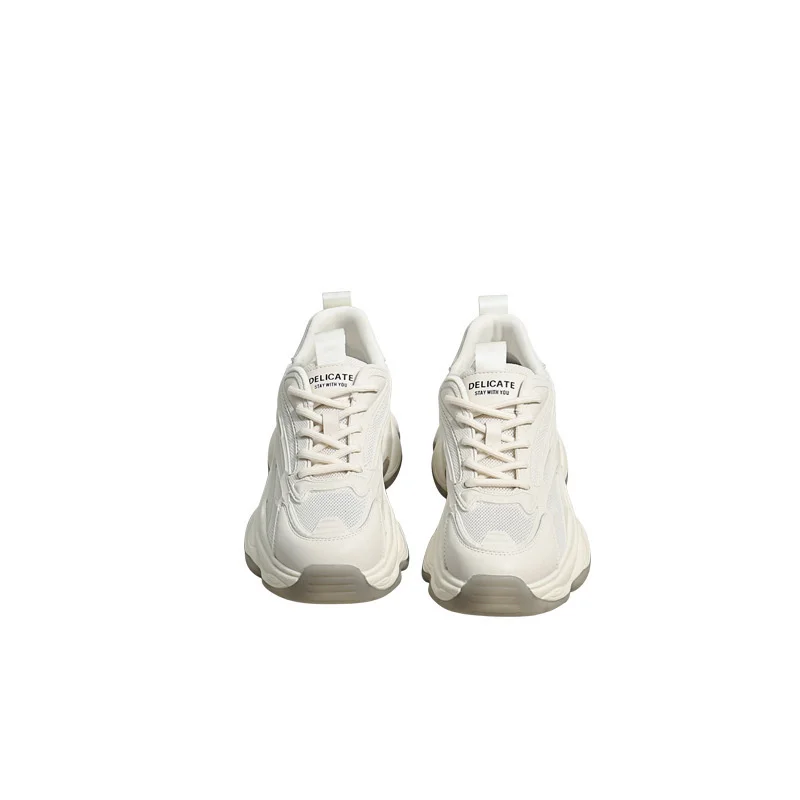 Дамски обувки за татко; колекция 2023 г.; сезон Есен/Зима/Пролет; Нова Спортна Ежедневни обувки от мека кожа в Бял Цвят На дебела подметка