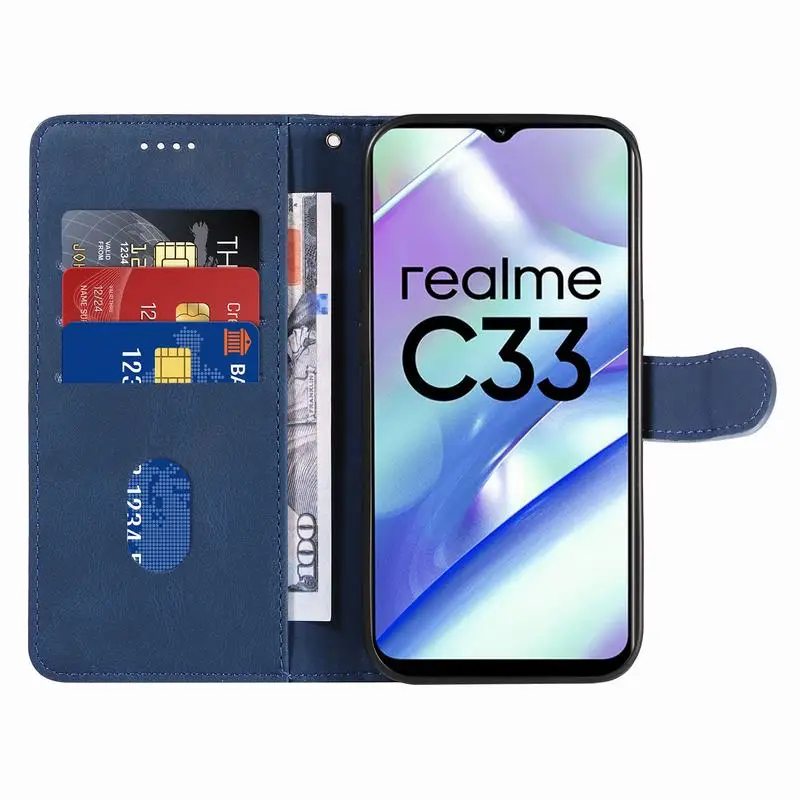 За OPPO Realme C33 Чанта-портфейл с Панти Капак За телефон Realme C30 C31 C35 4G Калъф Кожен Калъф С Отвор За карта памет