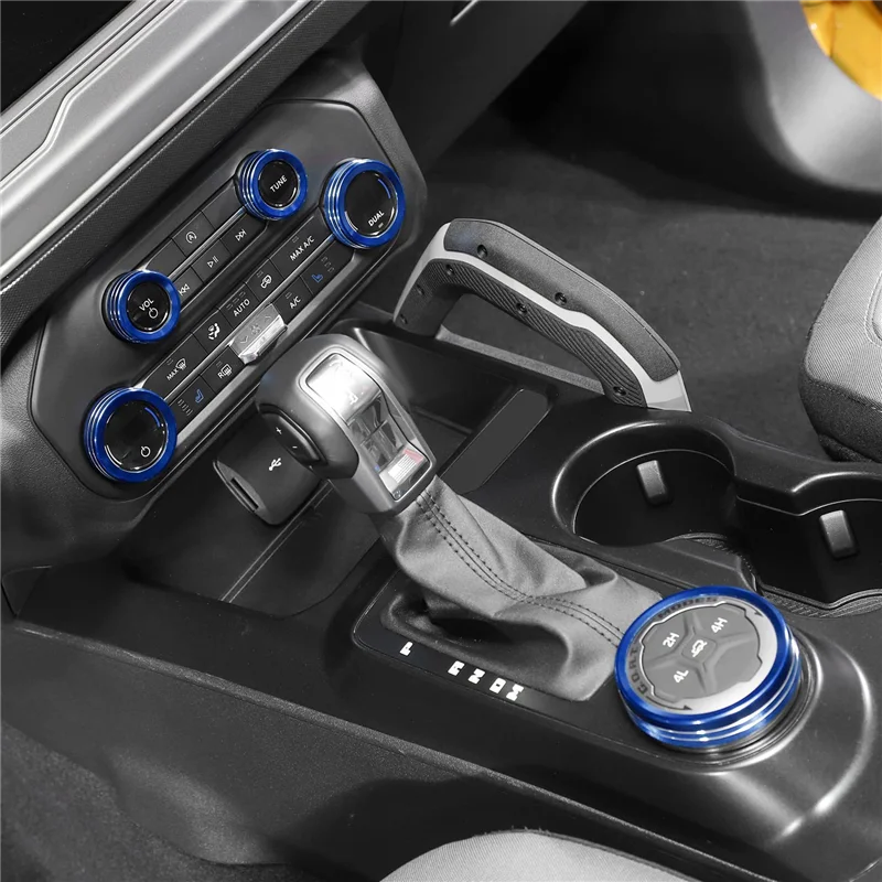 Дръжка за превключване на фарове климатик Капак дръжка на скоростния ремарке с пълна 4WD за Ford Bronco 21-22 5ШТ син