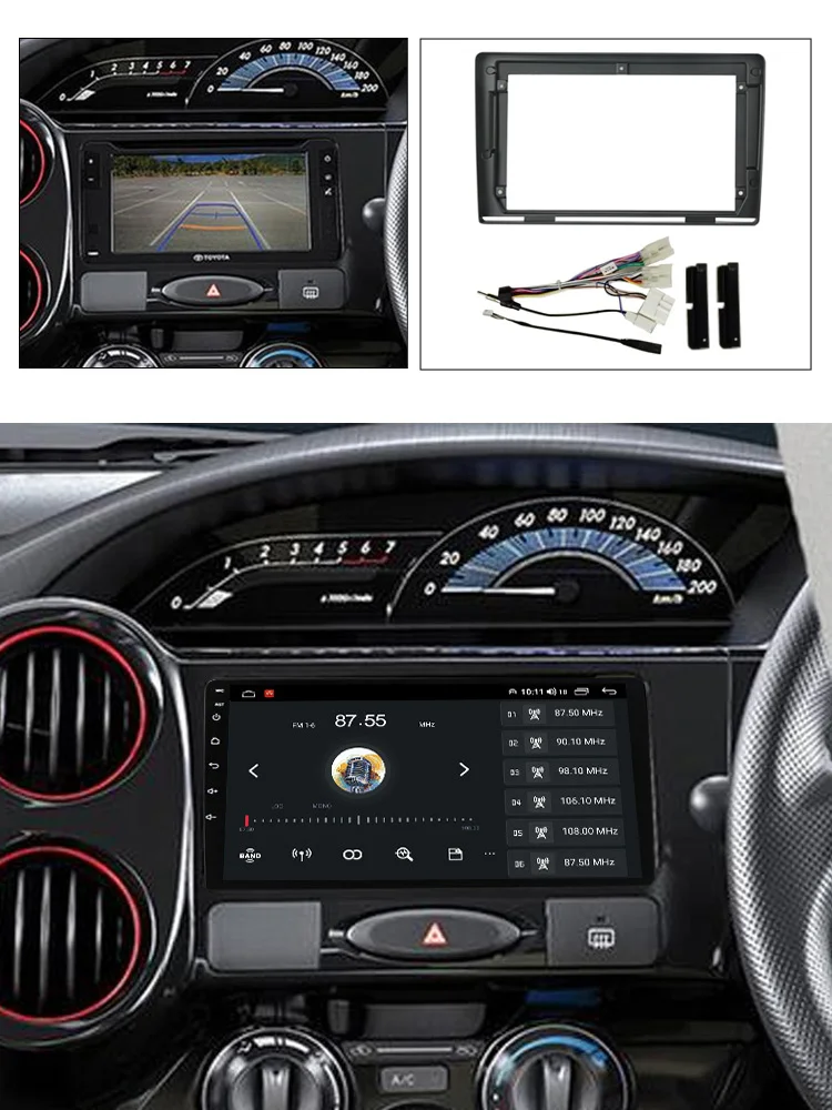 9-Инчов 2Din радиото в автомобила, рамка арматурното табло, кабел за Toyota Etios 2011 + Рамка DVD, Рамка Радиопанели, Навигация