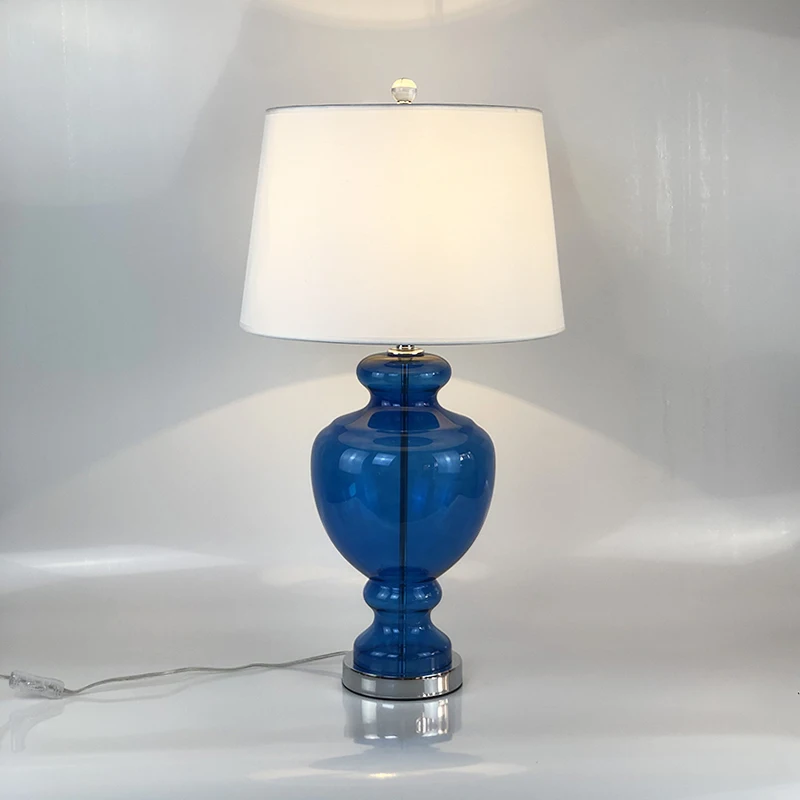 Модерна и креативна настолна лампа от синьо стъкло, хотел, клуб, Средиземноморската лампа, дизайнерски модел, прикроватное украса за спални