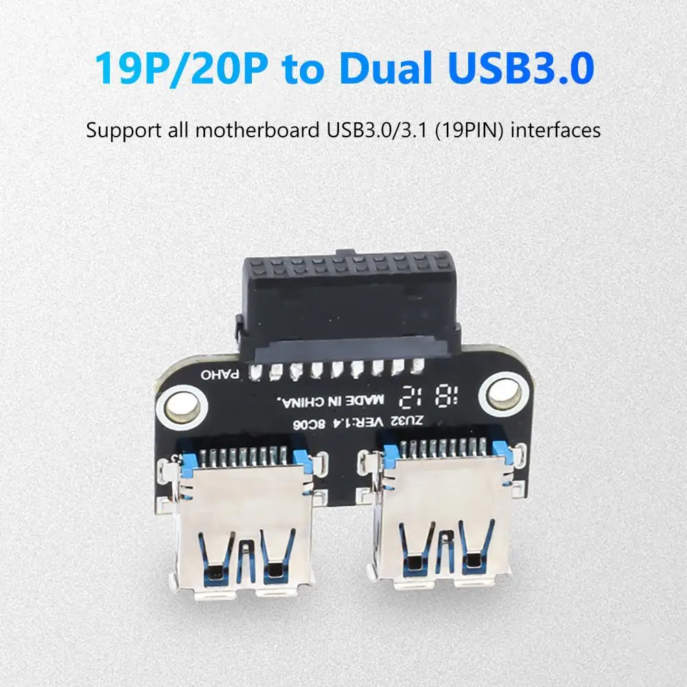 Практичен колектор на дънната платка фина работа, high-performance USB3.0 19/20 Пин за свързване на два USB3.0, компактен колектор, устойчив на абразия