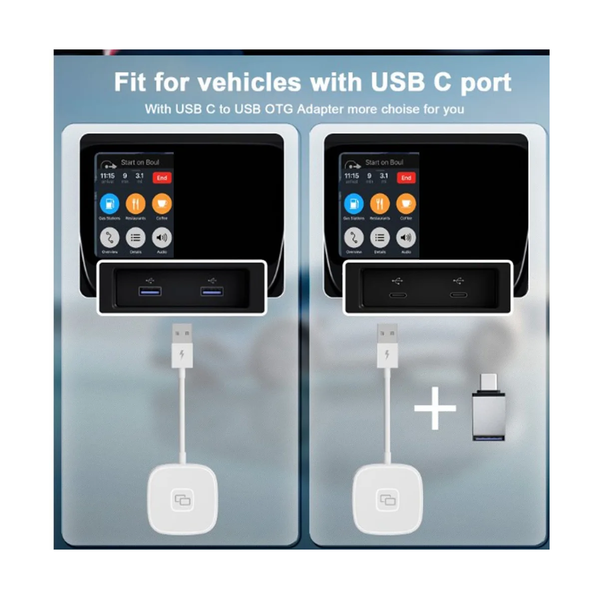 За кабелен CarPlay превозното средство Трансформиране в безжична Авто безжичен Бърз и лесен за употреба, Подходящ за iPhone AI BOX Square