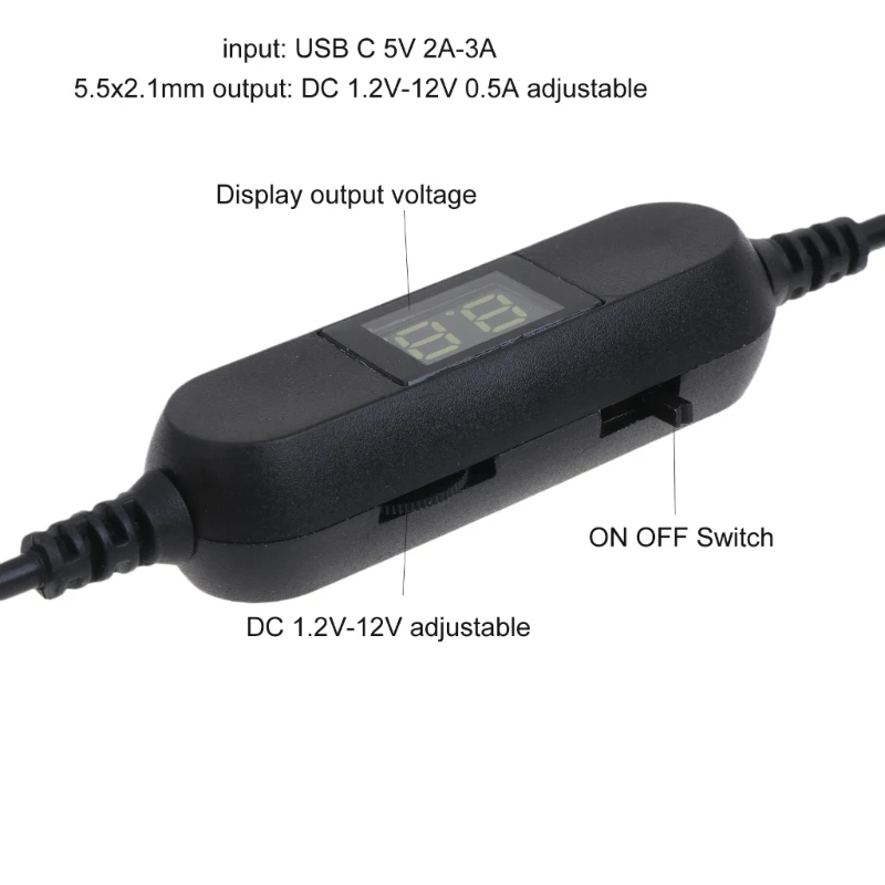 USB C от 5 до 1 към 3 4,5 6 В 9, В 12 и В Регулируемо изходно напрежение Кабел увеличава 