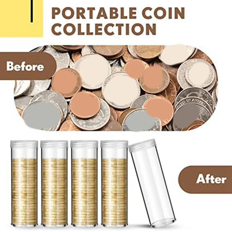 30 парчета Пени Монета Тръба Органайзер за монети С навинчивающейся капак За събиране на монети Банка