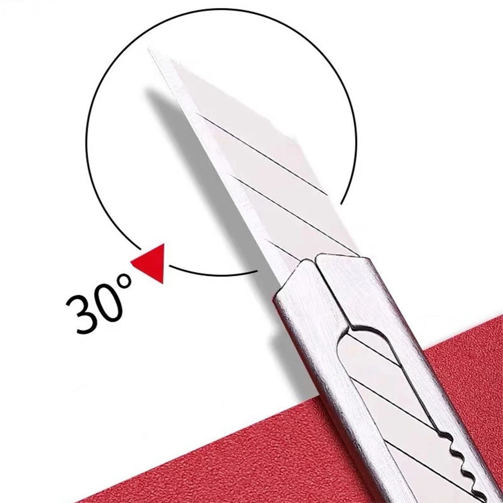 10ШТ 60-30 градуса, разтегателен Опаковки нож, универсален нож с острие 9 мм, самостоятелно блокиране на дизайн, режещи инструменти, Тапети, кутия