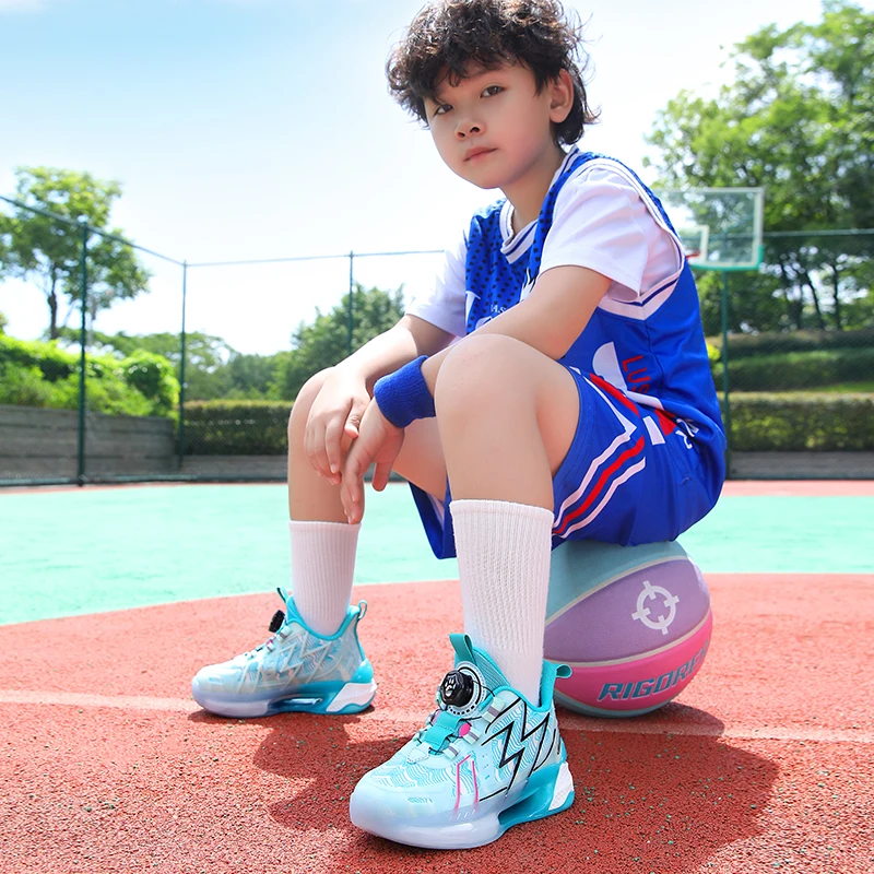 Есенен детски спортни обувки, Модни детски обувки за бягане, Лека Дишаща баскетболни обувки за момчета, детска кошница за тренировки