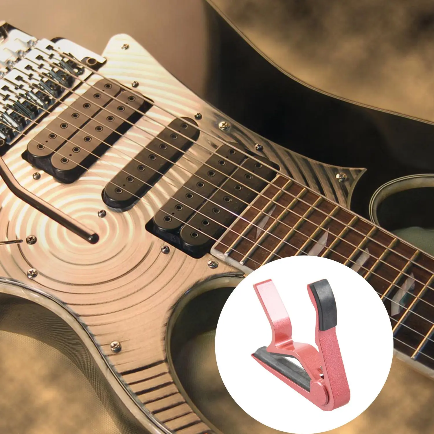 Зажимная клавиш за стартиране на Капо за акустична, електрическа класическа китара (розов)