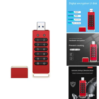 1 Бр. Защитен USB устройство за съхранение на Криптирани USB флаш-диск Хардуерен парола Карта с памет с клавиатура USB 3.0 флаш диск 128 GB