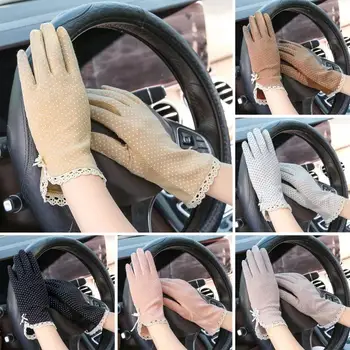 1 Чифт Слънчеви ръкавици, Меки дишащи ръкавици за езда, еластични памучни летни дамски слънчеви ръкавици за сензорен екран за жени