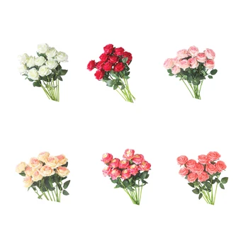 10 бр. реалистични изкуствени цветя от плат за конферентна зала -Освежаване на вашето пространство с красиви рози, Не се притеснявай