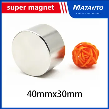 1БР Диск с дебелина 40x30 мм, мощни, силни магнитни магнити 40x30 мм, големи кръгли магнити N35, Постоянен неодимовый магнит 40*30