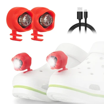 2 Бр. Акумулаторна лампа за обувки, 3 режима на осветяване на тъмно За разходки на кучета, удобен Къмпинг, червен