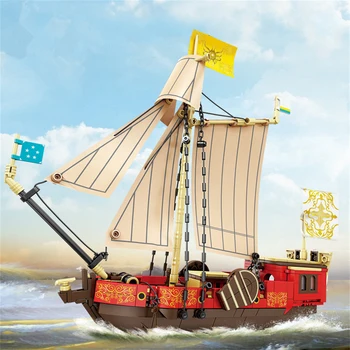 2023 Градски творчеството на Средновековни военни кораби Пиратски кораб Модел Строителни блокове Тухли Играчки За Подарък