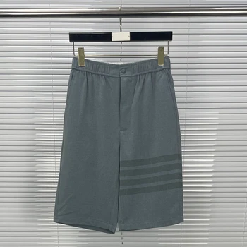 2023 Мода Марка TB води до пренебрегване том Ежедневни Панталони Мъжки Летни Фланелен Спортни панталони Памук Свободен Костюм на райе Панталони