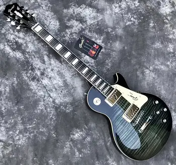 2023 Нова Електрическа Китара Grote Black & Green Flame Maple Solid Guitar