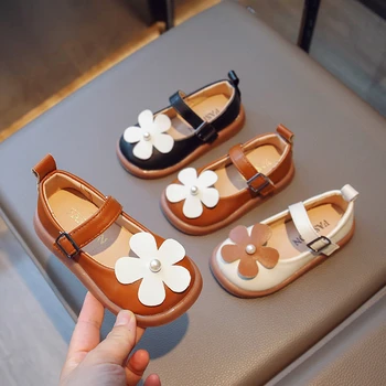 2023 Нови Кожени обувки за момичета, подходящи по цвят Цветя, Модерни, Универсални Лоферы в японски стил, Скъпа детски обувки