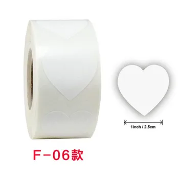 500 стикери/ролка 2,5 см празна бяла кръгла самозалепваща стикер бяло сърце гарнитури етикети