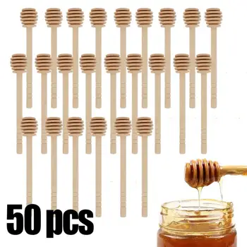 50шт 8 см, 16 см Пръчка за мед От масивна дървесина Пръчка за разбъркване Вземете Пръчка за мед, Кафе, Мляко, Чай, Сладко Дървена Пръчица за разбъркване на Лъжица за мед