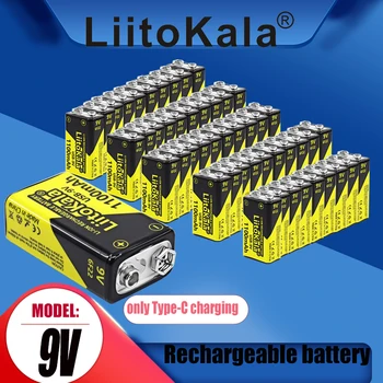 50ШТ LiitoKala 9V 6F22 USB 1100mAh Литиево-йонна Акумулаторна Батерия за Димна Сигнализация Безжичен Микрофон, Китара Интерком Мултицет