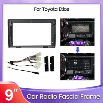 9-Инчов 2Din радиото в автомобила, рамка арматурното табло, кабел за Toyota Etios 2011 + Рамка DVD, Рамка Радиопанели, Навигация
