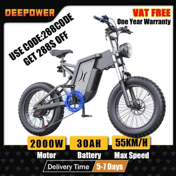 DEEPOWER X20 2000 W Електрически велосипеди за възрастни и 48 В 30AH 20-цолови гуми Ebike Сгъваем Електрически электровелосипед Планински мотопед Ebikes