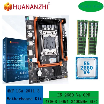 HUANANZHI комплект дънната платка xeon x99 LGA 2011 v3 4MF E5 2680 V4 с процесора и 32 GB (4 *8 GB) оперативна памет ddr4 2400 Mhz RECC combo M. 2 NVME