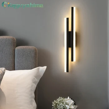 = (K) = Съвременен лесен led монтиран на стената лампа с подсветка 90-260 В, нощно шкафче за спалня, на фона на декор за хола, вътрешен стенен монтаж лампа за хотел
