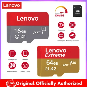 Lenovo 64GB C10 Карта памет V30 Micro TF Карта 128 GB 32 GB 16 GB A2 U3 UHS-I Ultra SD Флаш карта За Таблети-беспилотников С мобилен Телефон С Камера