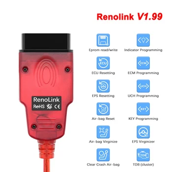 Renolink V1.99 Авто OBD2 Нулиране на един Инструмент за Диагностика на Автомобила Кодиране на арматурното табло ECM UCH Програмист ABRS Ключ ECU Програмист Инструмент За Renault