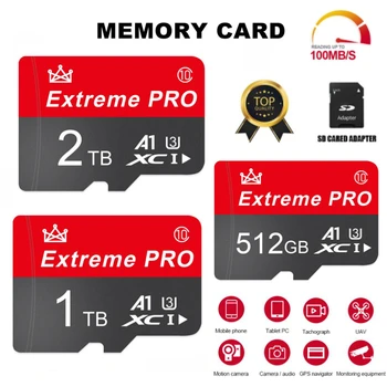 SD Micro Карта памет, 1 TB И 2 TB 512 GB TF TF Карта Флаш Памет Професионална Micro SD Карта С Адаптер За телефон Преминете камери Дрона