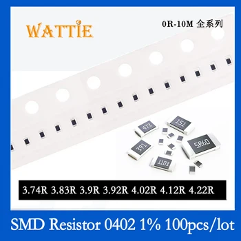 SMD резистор 0402 1% 3,74 R 3.83 Млн R 3,9 R 3,92 R 4,02 R 4,12 R 4,22 R 100 бр./лот микросхемные резистори 1/16 W 1.0 mm * 0,5 мм