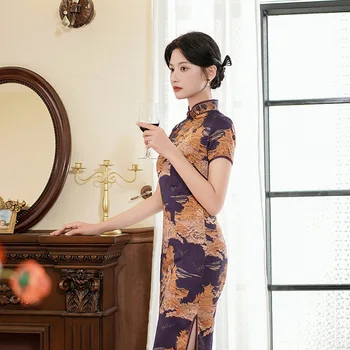 Yourqipao 2023 Лятна Рокля в китайски стил, Подобрено Дълга рокля Ципао, Фотография, Модерно Ретро-Банкет Рокля за Жените