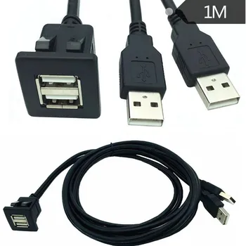 Адаптер USB-зарядно устройство за скрит монтаж, панел на арматурното табло, на 2.0 порт, кабел от мъжа към жената, 1 м/2 м