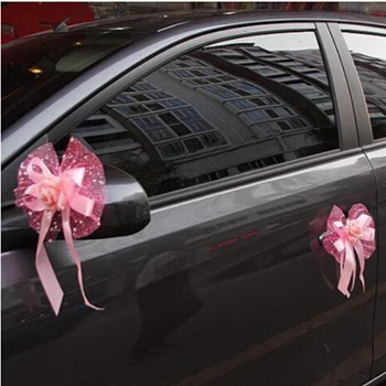 Аксесоари за украса на сватбен автомобил, цветя, дръжки на вратите на колата и украса огледала за обратно виждане, Сватбен декор на Цветя