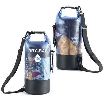 Водоустойчива чанта, изработена от PVC Обем 10 л, Плажна чанта за плуване, Градинска Черна Модерна чанта За Бягане, ходене, речен трекинг, Къмпинг, чанта за съхранение