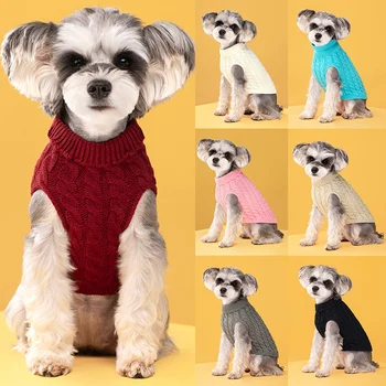 Вязаный пуловер за кученца, топъл пуловер за кучета, Дрехи за котки, Обикновена модерни Ежедневни Топли Универсални Пуловери за малки до средни кучета