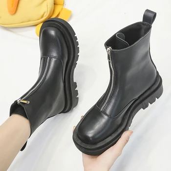 Дамски обувки 2023 г., Висококачествени Дамски обувки, Обикновен, с кръгла пръсти, с цип, на среден ток и платформа, Водоустойчив, Zapatillas De Mujer