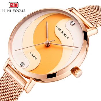 Дамски часовници MINI FOCUS, Водоустойчив, Най-добрата марка за Луксозни Модни Ежедневни дамски часовник, Кварцов механизъм, от неръждаема Стомана, Reloj Mujer Montre Femme