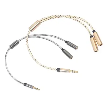Двойката аудиокабелей за слушалки Y-образен кабел-сплитер 3.5 мм От 1 щепсела до 2 две штекерных аудиокабеля за Huawei, Xiaomi Friend Кабел
