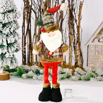 Декор на Коледа тематични партита Снежинка Клетчатая плат Коледна Кукла Декор Фигурки Телескопични Крака на Дядо Коледа, Снежен човек Северен Елен