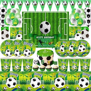 Детски футболни украса за Парти по случай рождения Ден на Farvors, Клубна Зелена Футболна Прибори, Покривка, Детски празнични аксесоари за партита