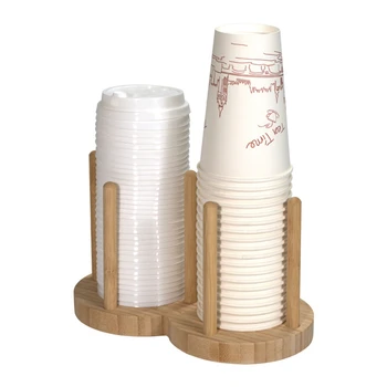 Държач за съхранение на Чаши за еднократна употреба, срок на годност за вода, Чаени чаши, Дървена Опаковка с дръжка, Поставка за чаши, Органайзер, 2