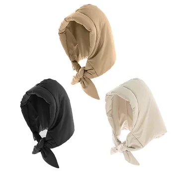Женски шал за защита на ушите, Шапка, Леки Пуховик, Топло забрадка, навързани на Възли, качулка за врата, мека Тънка шапка за зимата