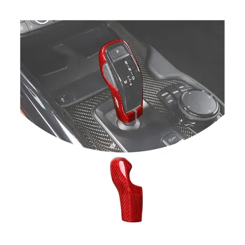 За Toyota Supra GR A90 A91 MK5 2019-2022 Защитно Делото на Главата на Превключване на предавките на превозното средство от Сух карбон, Червен Цвят, изработени от Въглеродни влакна