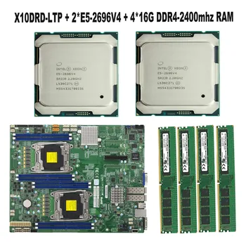 За дънната платка Supermicro X10DRD-LTP LGA2011-3 +2* Процесора E5-2696V4 22C/44T 150 W + 4 * 16 GB = 64 GB оперативна памет DDR4-2400 Mhz