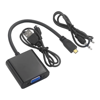 Кабел-адаптер Micro-HDMI-VGA Конвертор Видео 1080P с аудиоразъемом USB Кабел захранване за камери за Xbox Raspberry Pi 4