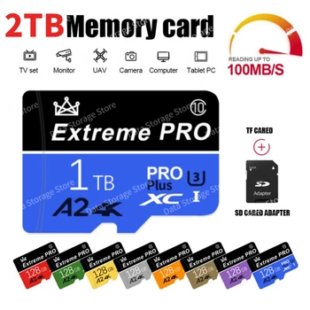 Карта памет U3 128 GB Micro 1 TB И 2 TB Class10 A2 Mini SD Card Extreme Pro Висока скорост на запис, Суперсовместимость, Камерата на телефона, TF карта