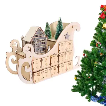 Коледен календар, Украшение, Обратно броене до Коледа, Настолен календар С 24 чекмеджета, декорация за партита, Зимни Коледна украса