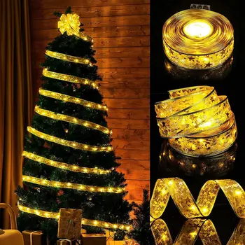 Коледна панделка с дължина 1-10 м С led задно осветяване, Водоустойчив и За украса на Коледна елха 2023, Коледната украса на стената, прозореца, къща